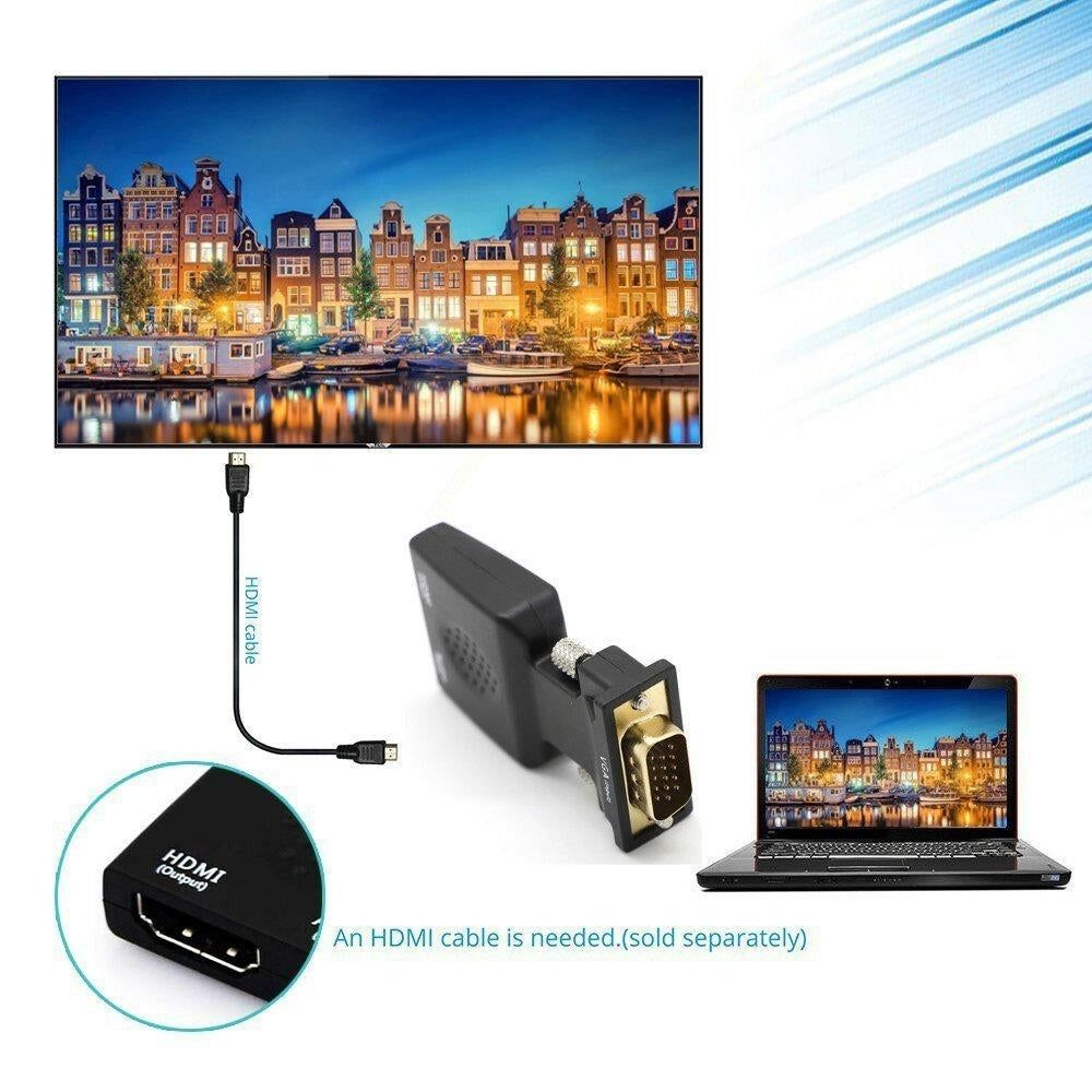 VGA to HDMI Adapter with 3.5mm Audio Output 1080P HDTV AV Converter For PC Notebook Projector Monitor Display Image 7