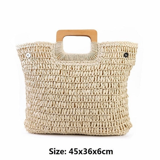 Vintage Bohemian Straw Bag for Women Summer Large Capacity Beach Handbags Rattan Handmade Kintted Travel Bags Image 4