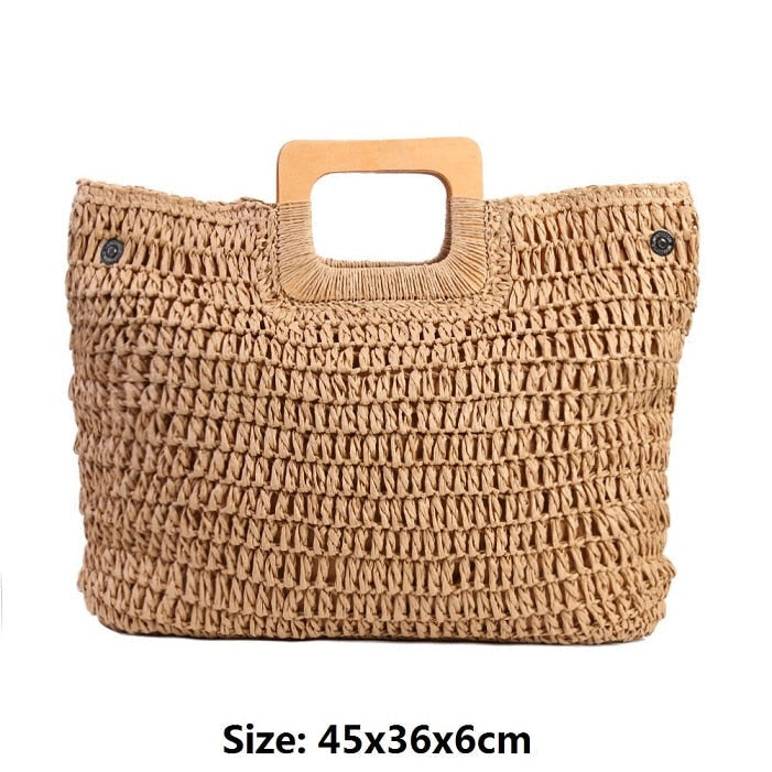 Vintage Bohemian Straw Bag for Women Summer Large Capacity Beach Handbags Rattan Handmade Kintted Travel Bags Image 6