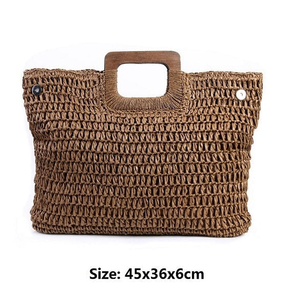 Vintage Bohemian Straw Bag for Women Summer Large Capacity Beach Handbags Rattan Handmade Kintted Travel Bags Image 7
