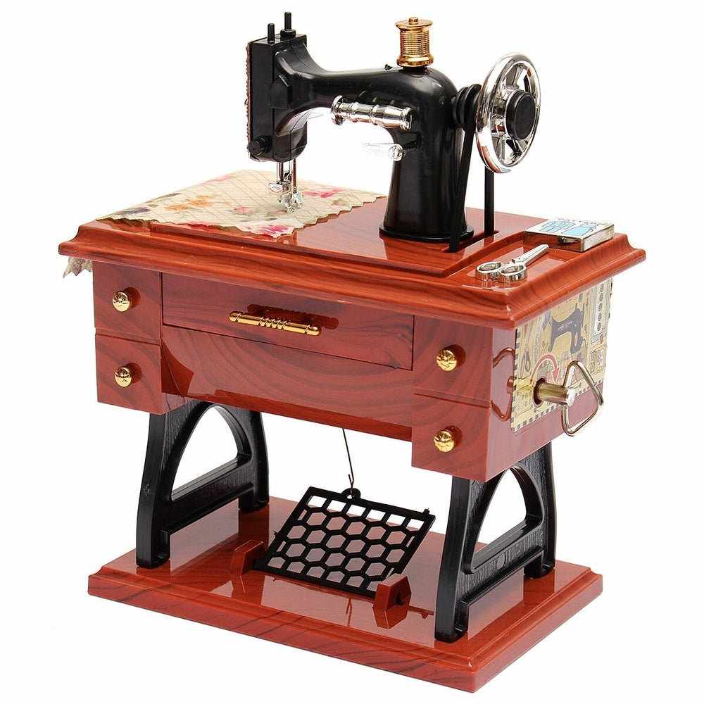 Vintage Treadle Sewing Machine Music Box Antique Gift Musical Education Toys Home Decor Fashion Accessories Image 2