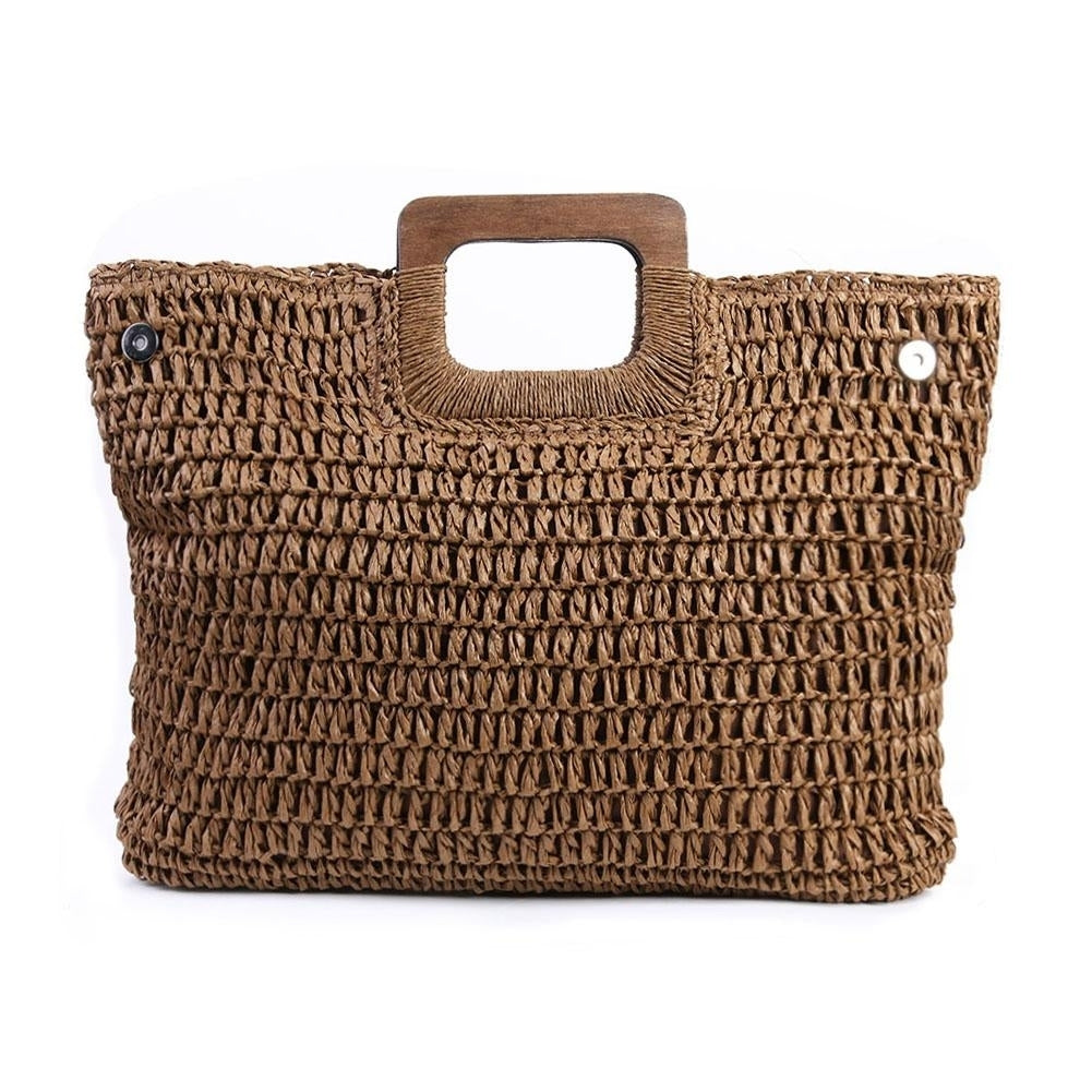 Vintage Bohemian Straw Bag for Women Summer Large Capacity Beach Handbags Rattan Handmade Kintted Travel Bags Handle Image 6