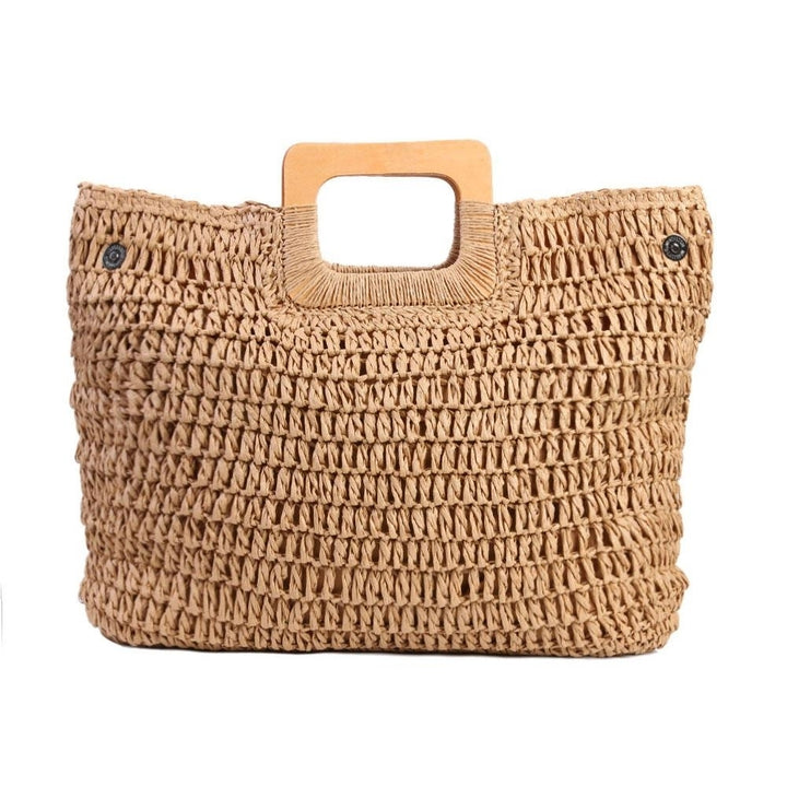 Vintage Bohemian Straw Bag for Women Summer Large Capacity Beach Handbags Rattan Handmade Kintted Travel Bags Handle Image 7