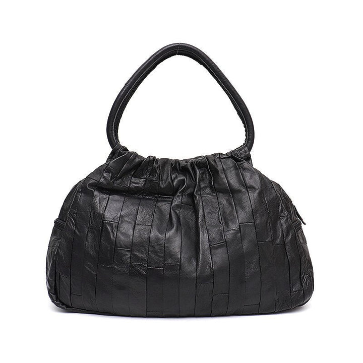 Vintage Leather Patchwork Women Shoulder Bag Casual Large Sheepskin Hobo Retro Style Female Travel Handbags DTTT Image 7