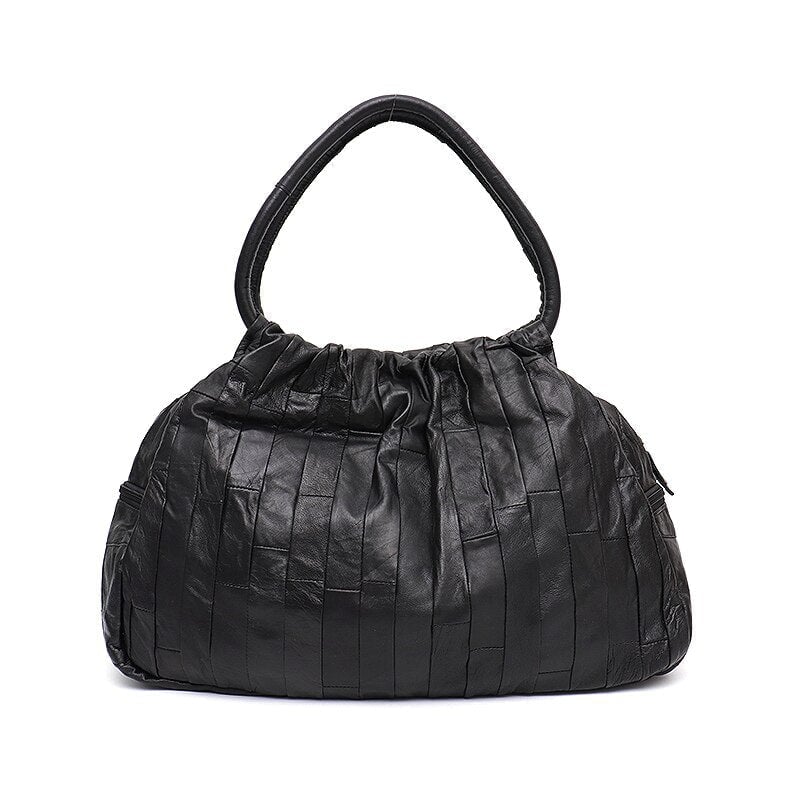 Vintage Leather Patchwork Women Shoulder Bag Casual Large Sheepskin Hobo Retro Style Female Travel Handbags DTTT Image 1