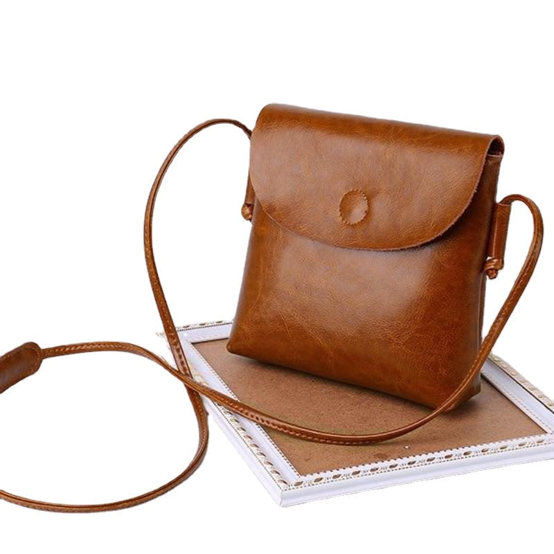 Vintage Oil Genuine Leather Bags for Women fine Cowhide Single Shoulder Crossbody Mini Bag Simple Ladies Designer Purse Image 2