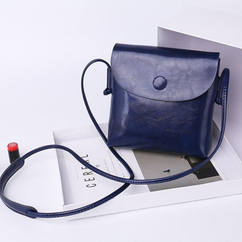 Vintage Oil Genuine Leather Bags for Women fine Cowhide Single Shoulder Crossbody Mini Bag Simple Ladies Designer Purse Image 9