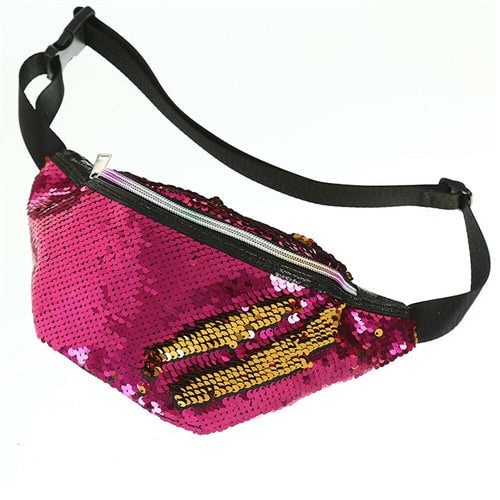 Waist Bag Female Belt PU Glitter Sequin Waterproof Chest Handbag Unisex Fanny Pack Ladies Waist Pack Belly Bags Image 1