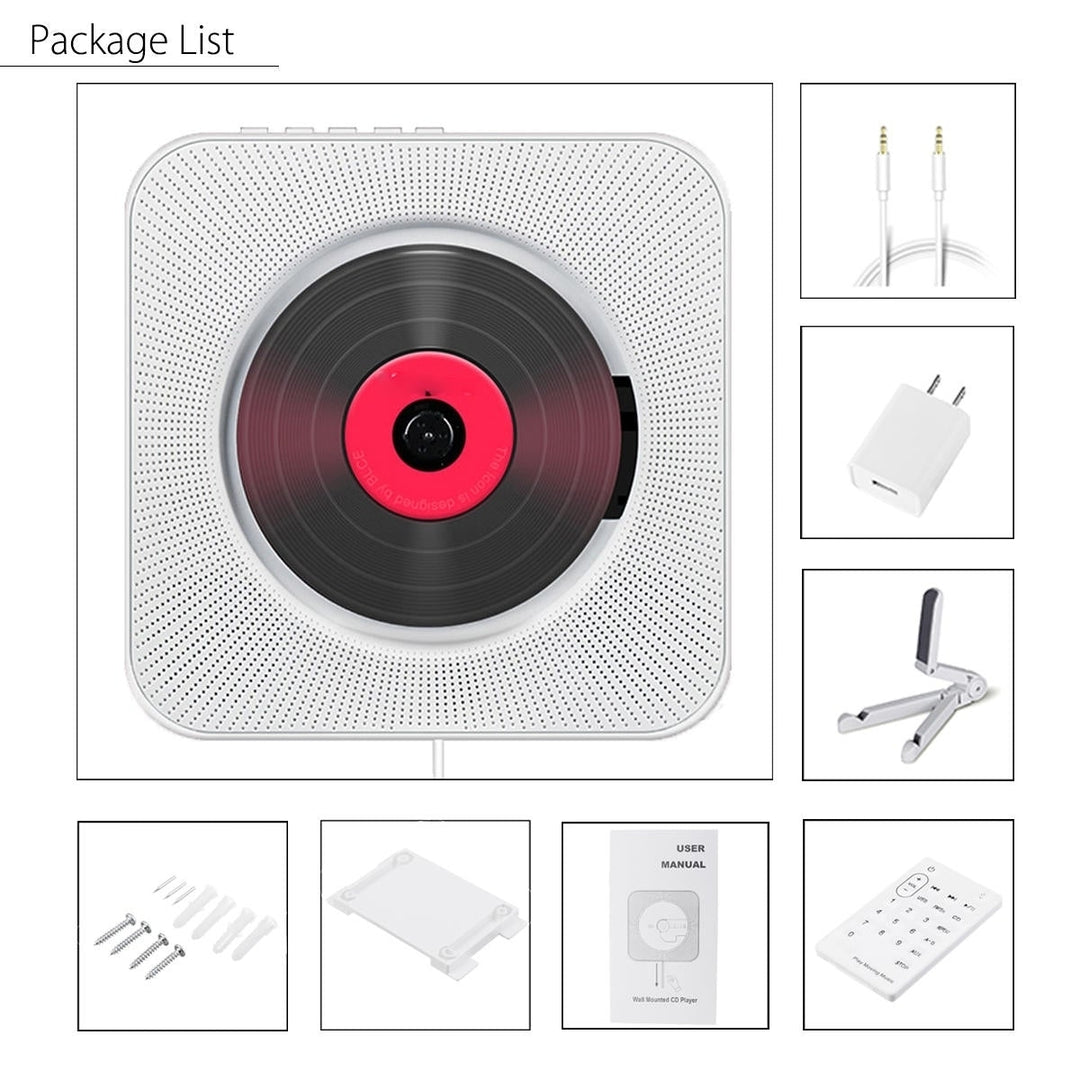 Wall Mounted Bluetooth CD Player Portable Home Audio Box with Remote Control FM Radio Built-in HiFi Speakers MP3 Image 12