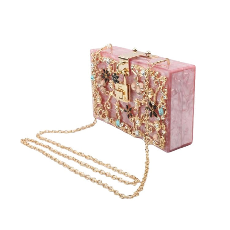 Woman Acrylic Bag Luxury Crystal Dimond Box Shape Female Wedding Party Evening Clutch Purse Image 3