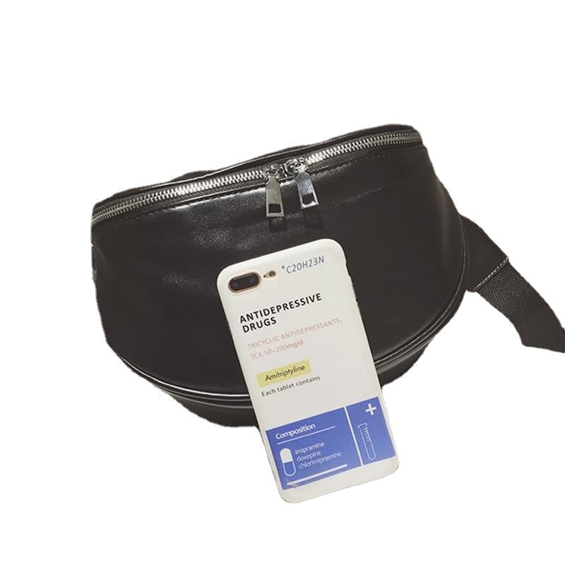 Women PU Leather Black Purse Fashion Simple Bag Casual Shoulder Packbag For Women Sports Hiking Crossbody Image 2
