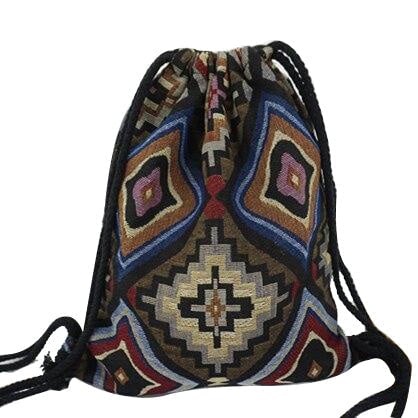 Women Fabric Backpack Female Gypsy Bohemian Boho Chic Aztec Ibiza Tribal Ethnic Brown Drawstring Rucksack Bags Image 3