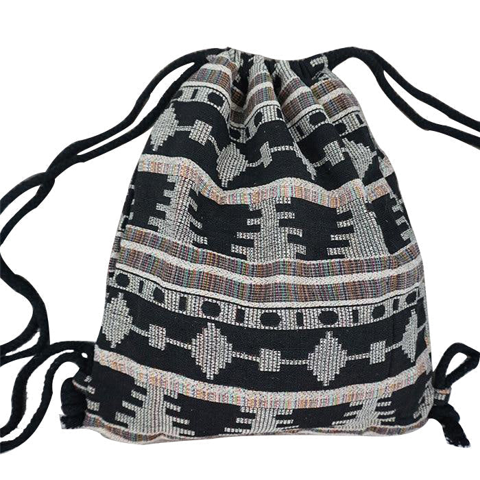 Women Fabric Backpack Female Gypsy Bohemian Boho Chic Aztec Ibiza Tribal Ethnic Brown Drawstring Rucksack Bags Image 9