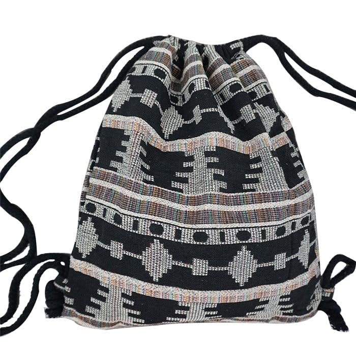 Women Fabric Backpack Female Gypsy Bohemian Boho Chic Aztec Ibiza Tribal Ethnic Brown Drawstring Rucksack Bags DTTT Image 1