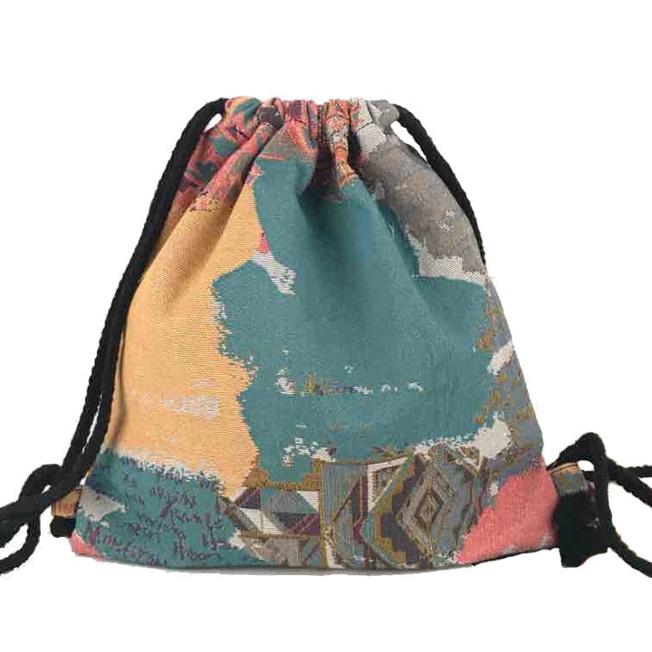 Women Fabric Backpack Female Gypsy Bohemian Boho Chic Aztec Ibiza Tribal Ethnic Brown Drawstring Rucksack Bags Image 12