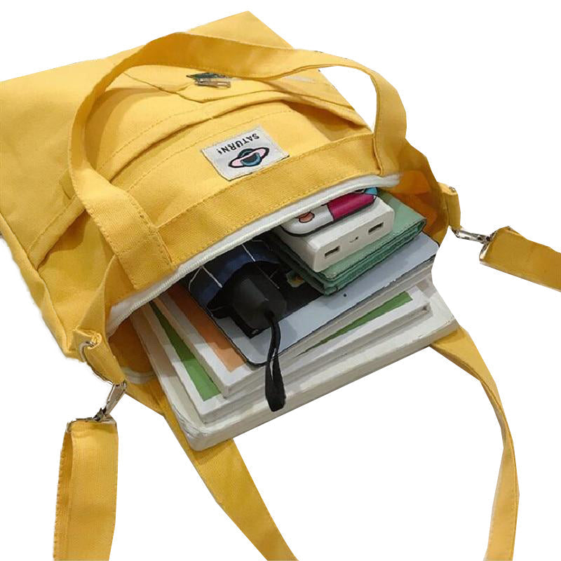 Women Handbag Shoulder Bags Large Capacity Simple Folding Handbags Tote Shopping Bag with frog Pendant Book Bags for Image 2
