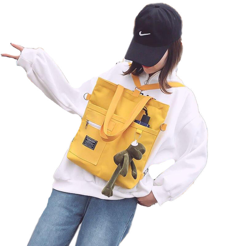 Women Handbag Shoulder Bags Large Capacity Simple Folding Handbags Tote Shopping Bag with frog Pendant Book Bags for Image 3