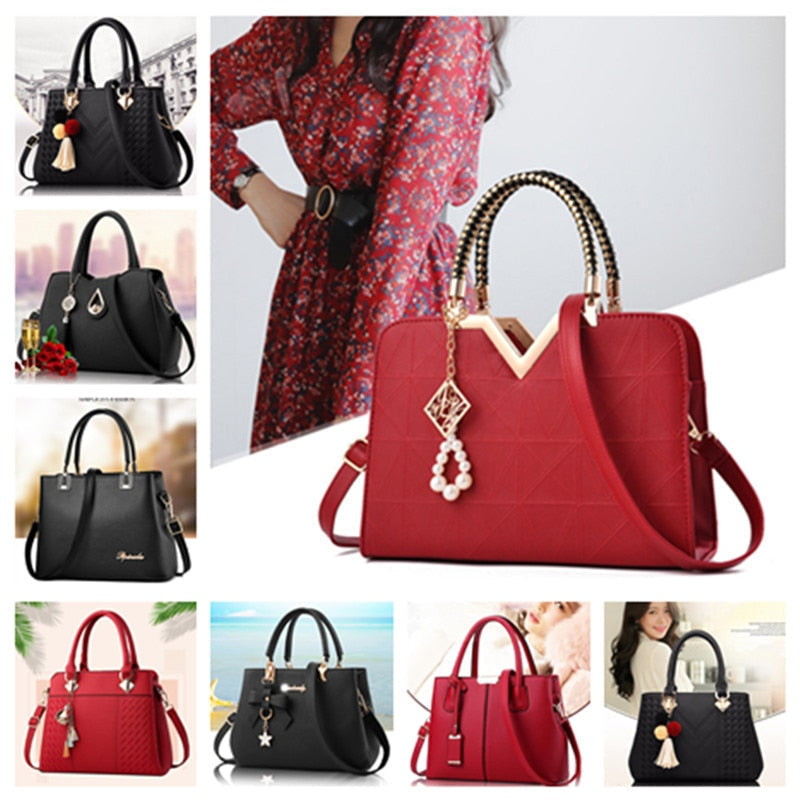 Women Handbags Leather Totes Bag Top-handle Embroidery Crossbody Bag Shoulder Bag Lady Simple Style Hand Bags Image 1