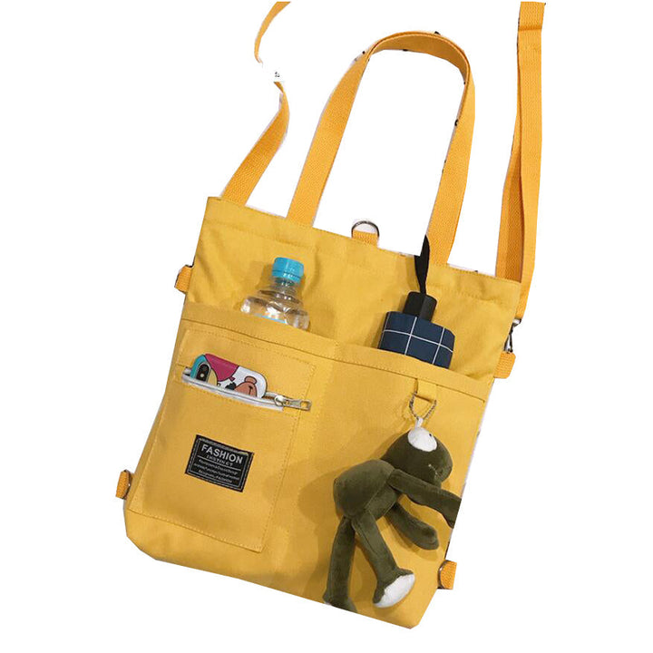 Women Handbag Shoulder Bags Large Capacity Simple Folding Handbags Tote Shopping Bag with frog Pendant Book Bags for Image 7
