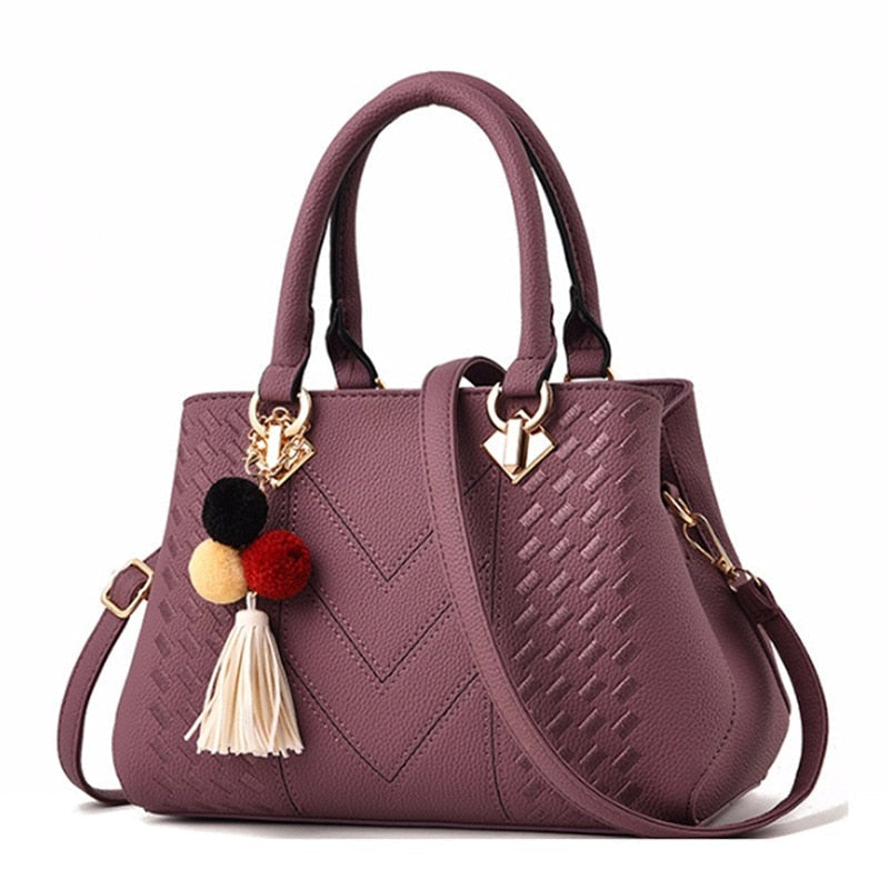 Women Handbags Leather Totes Bag Top-handle Embroidery Crossbody Bag Shoulder Bag Lady Simple Style Hand Bags Image 11