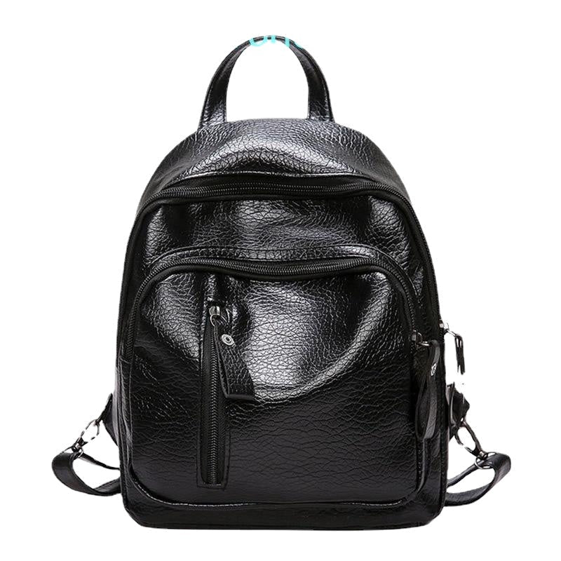 Womens Backpack PU Leather Travel Shoulder Bag Girl Multifunctional Small School Bolsa Fashion All-Match Image 1