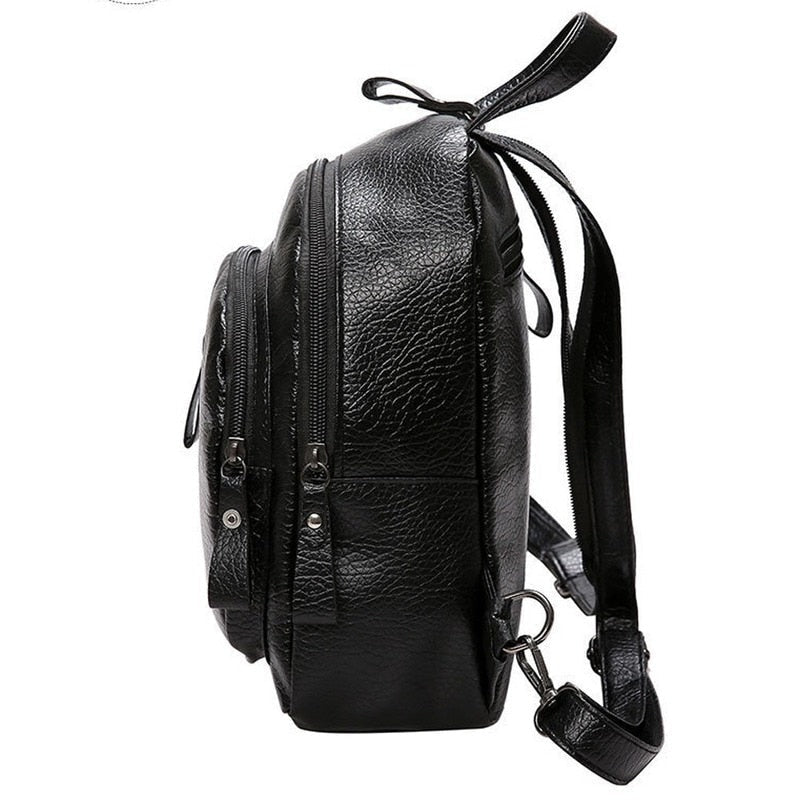 Womens Backpack PU Leather Travel Shoulder Bag Girl Multifunctional Small School Bolsa Fashion All-Match Image 2