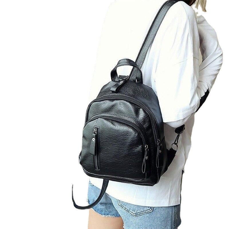 Womens Backpack PU Leather Travel Shoulder Bag Girl Multifunctional Small School Bolsa Fashion All-Match Image 4