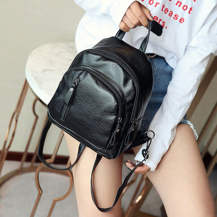 Womens Backpack PU Leather Travel Shoulder Bag Girl Multifunctional Small School Bolsa Fashion All-Match Image 6