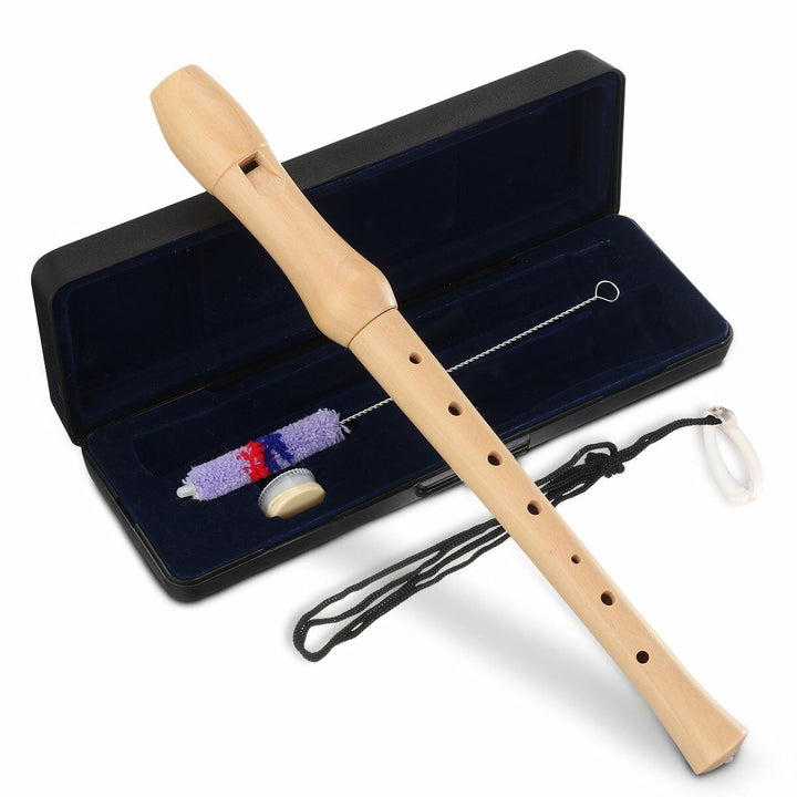Wood Flute 2 Knots for Maple Clarinet8 HolesSuitable for Children and Beginners with Cleaning Brush Case Lanyard Image 9