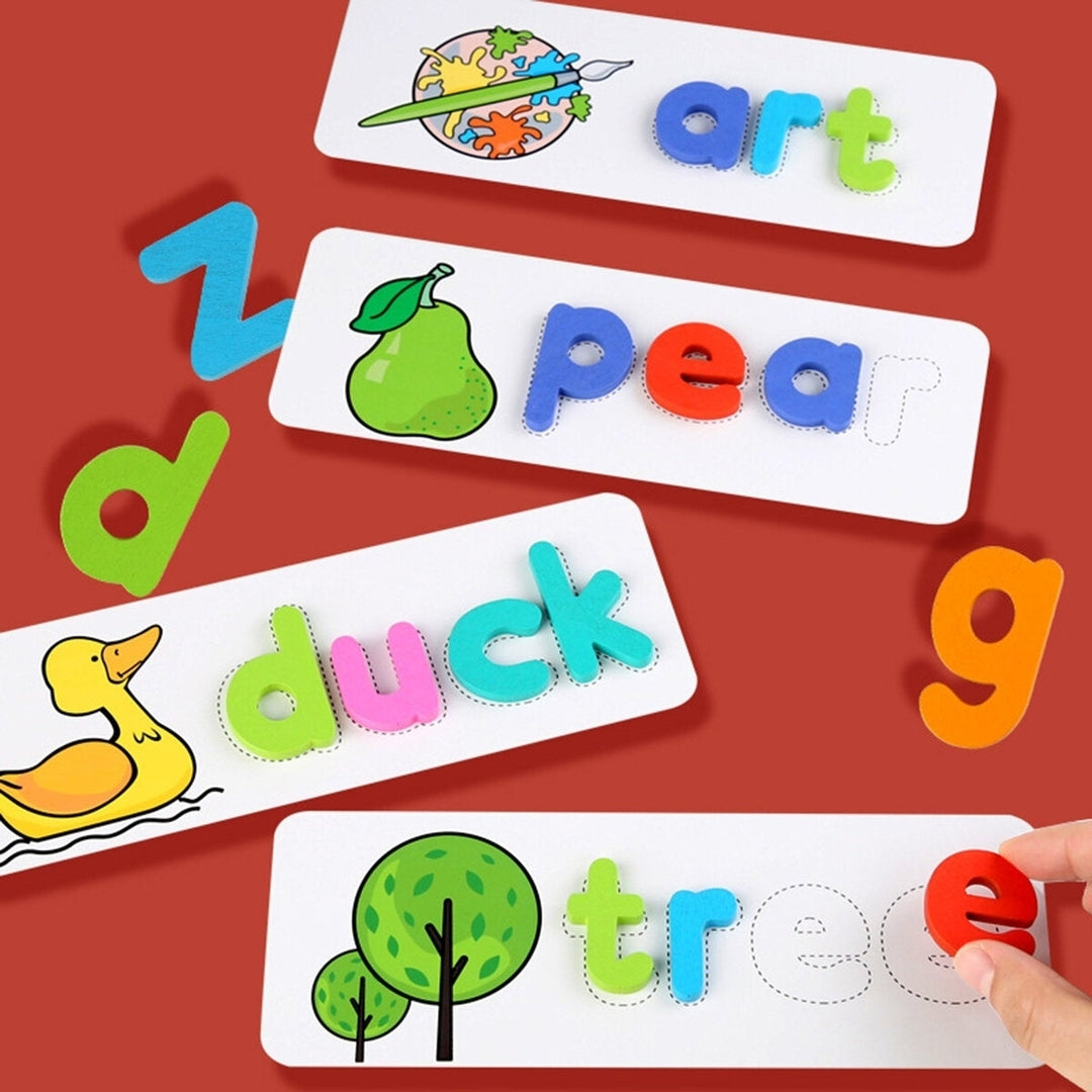 Wooden Colorful Puzzle Alphabet Letters Cards Early Educational Toy Set with Pen for Kids Gift Image 6