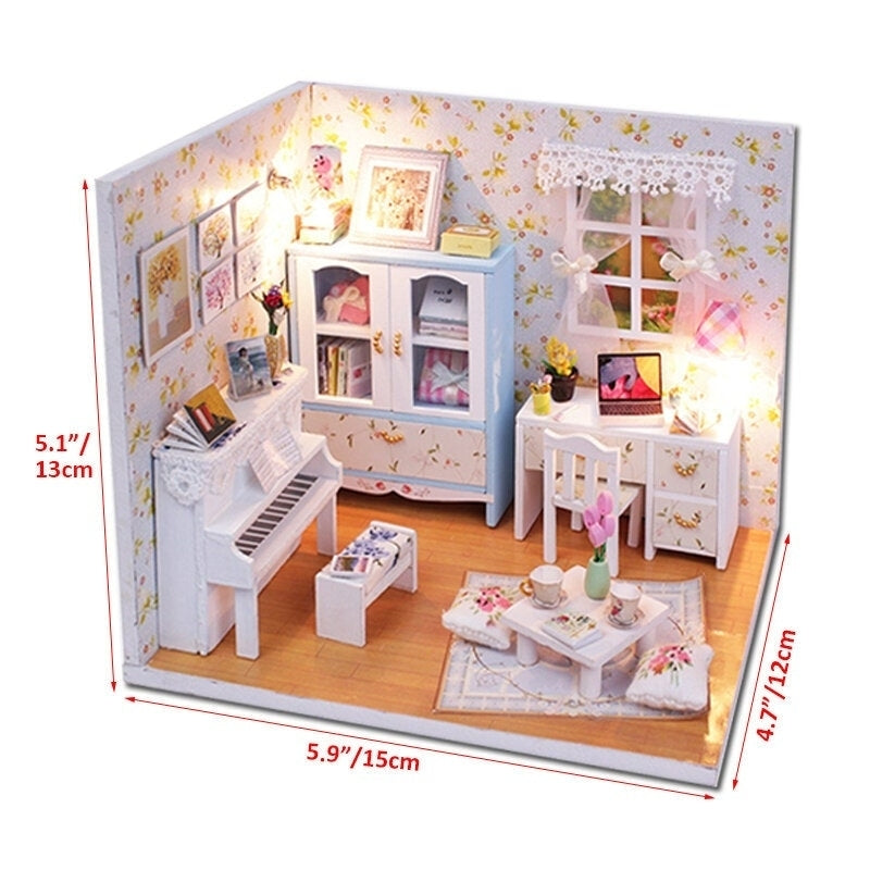 Wooden DIY Handmade Assemble Miniature Doll House Kit Toy with LED Light Dust Cover for Gift Collection Home Decoration Image 10