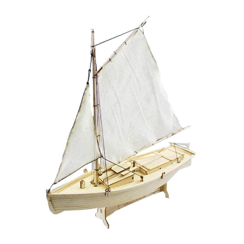Wooden Sailing Boat Assembly Model Kit Laser Cutting Process DIY Toy Image 1