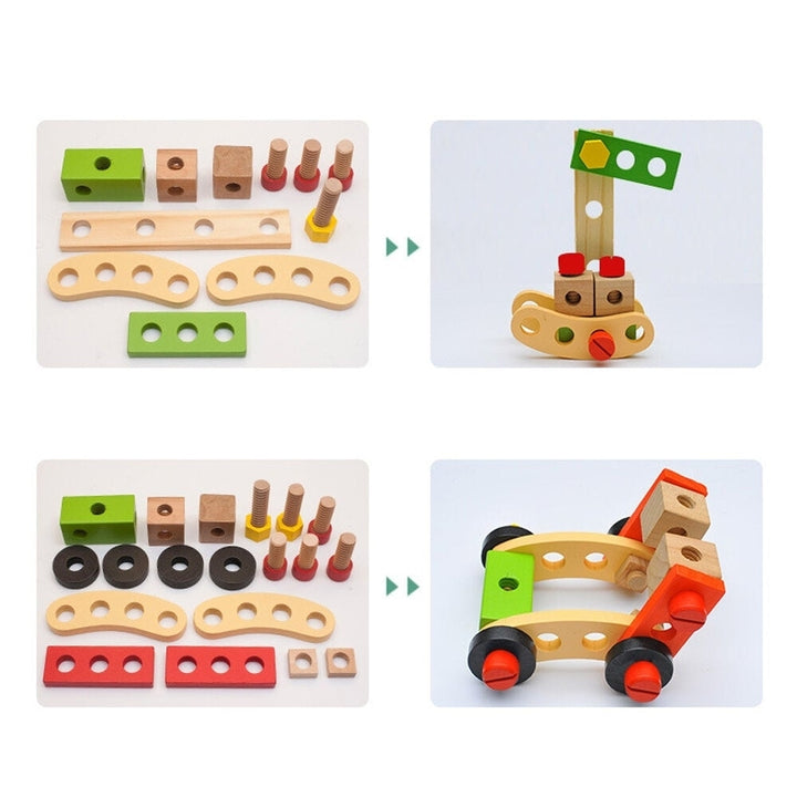 Wooden Simulation DIY Multi-shaped Nut Combo Set Boy Repair Kit Early Childhood Education Puzzle Toy Image 1