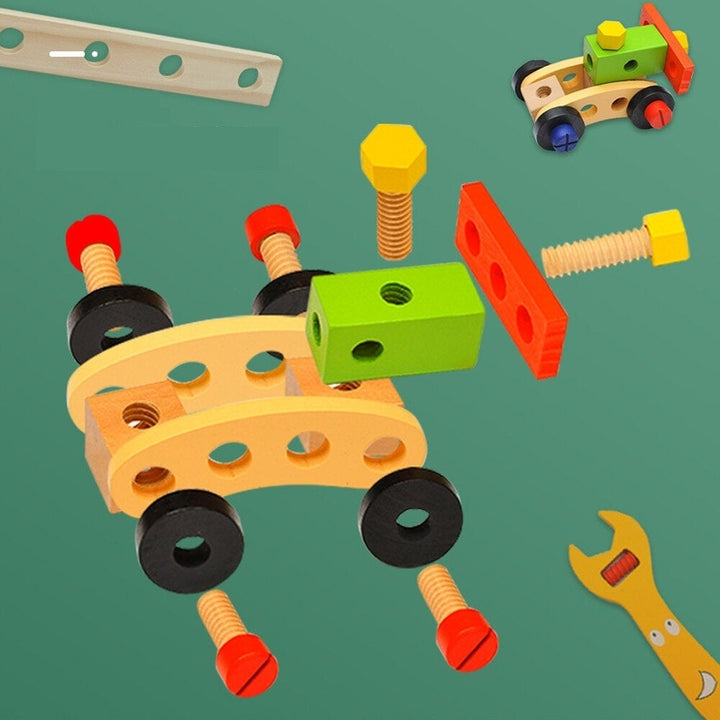Wooden Simulation DIY Multi-shaped Nut Combo Set Boy Repair Kit Early Childhood Education Puzzle Toy Image 3