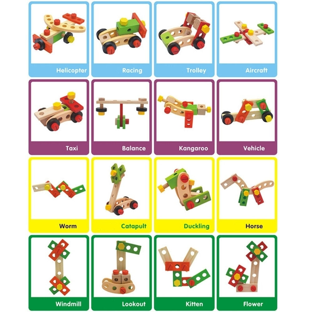 Wooden Simulation DIY Multi-shaped Nut Combo Set Boy Repair Kit Early Childhood Education Puzzle Toy Image 4