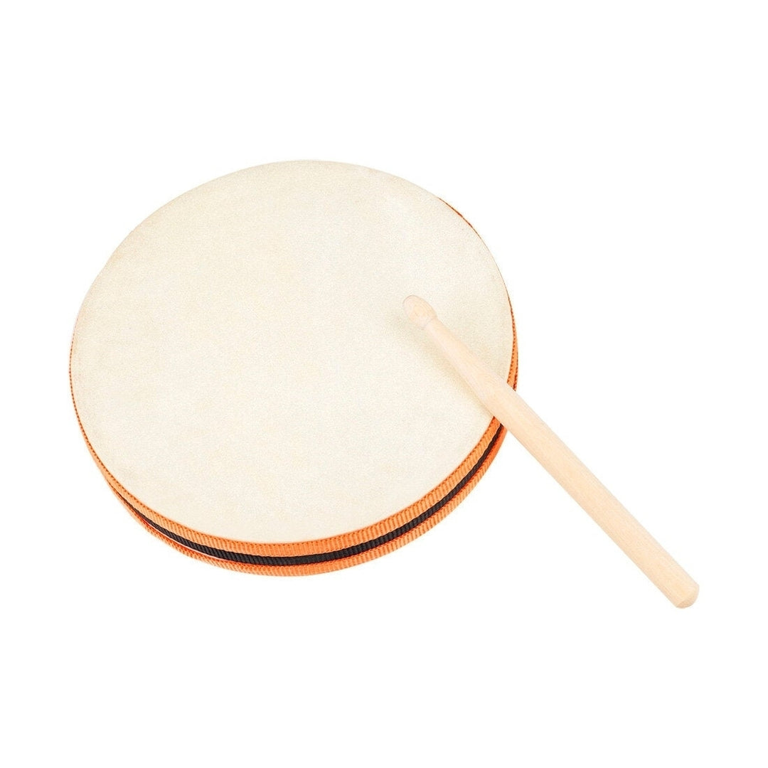 Wooden Sheepskin Hand Drum 20x20cm Hand Beat Drums with Drumstick SY-98 Orff Musical Instrument Image 1