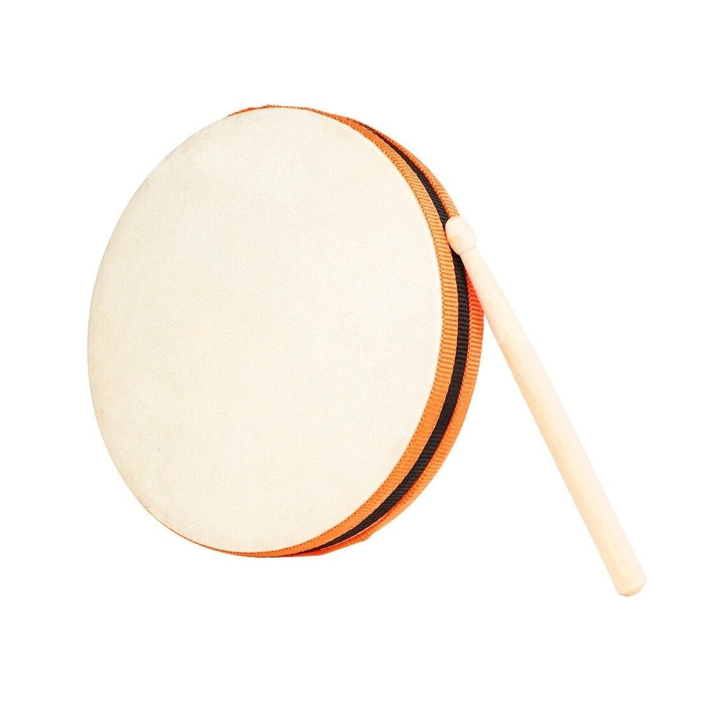 Wooden Sheepskin Hand Drum 20x20cm Hand Beat Drums with Drumstick SY-98 Orff Musical Instrument Image 2