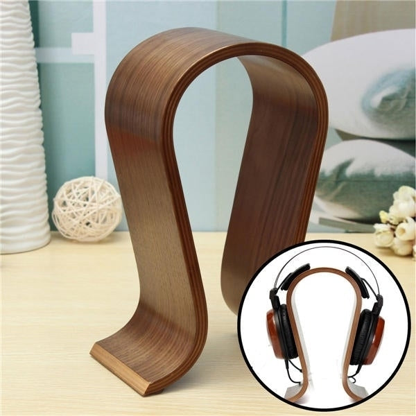 Wooden U Shape Display Stand Hanger Holder Rack for Headset Earphone Headphone Image 2