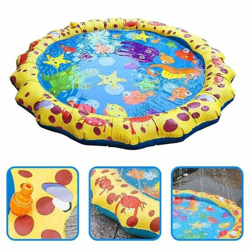 Yellow Lace Inflatable Water Spray Cushion Inflatable Toy Lawn Beach Game Toys Image 1
