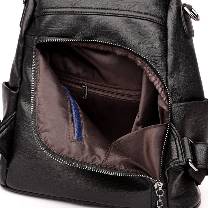 Women Waterproof Anti-theft Leather Backpacks Bags For Girls Female Shoulder Bag Multifunction Traveling Backpack Image 3