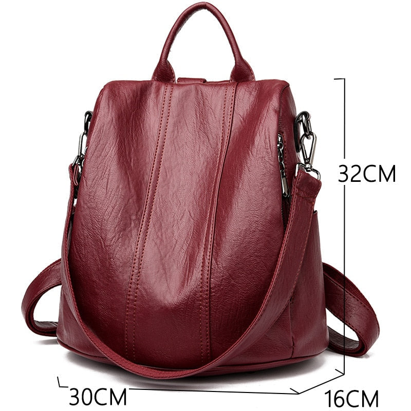 Women Waterproof Anti-theft Leather Backpacks Bags For Girls Female Shoulder Bag Multifunction Traveling Backpack Image 4