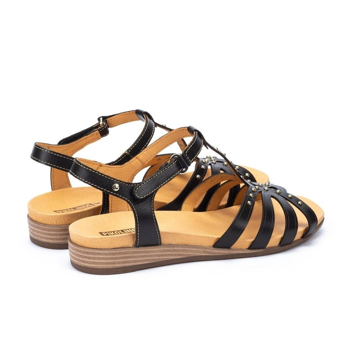 Pikolinos Ibiza Strappy Sandals Black Leather W5N-0691 Comfortable Flat Footwear Image 3