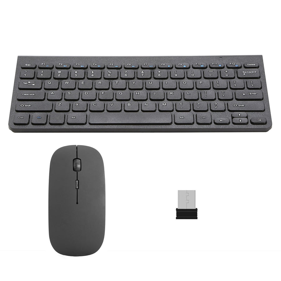 Wireless Keyboard and Mouse 2.4GHz Multimedia Mini Keyboard Mouse Combos USB Receiver for Notebook Laptop Mac Desktop PC Image 1