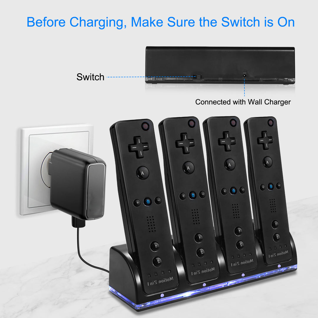 4 Remotes Charging Dock Game Controller Charger 2800mAh Rechargeable Battery Charging Stations Image 3