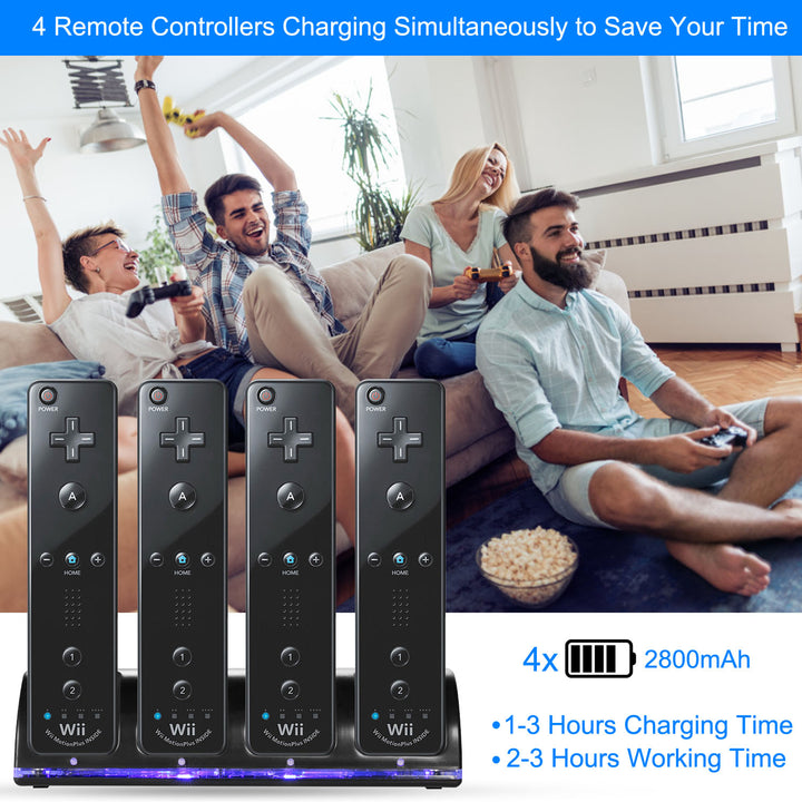 4 Remotes Charging Dock Game Controller Charger 2800mAh Rechargeable Battery Charging Stations Image 4