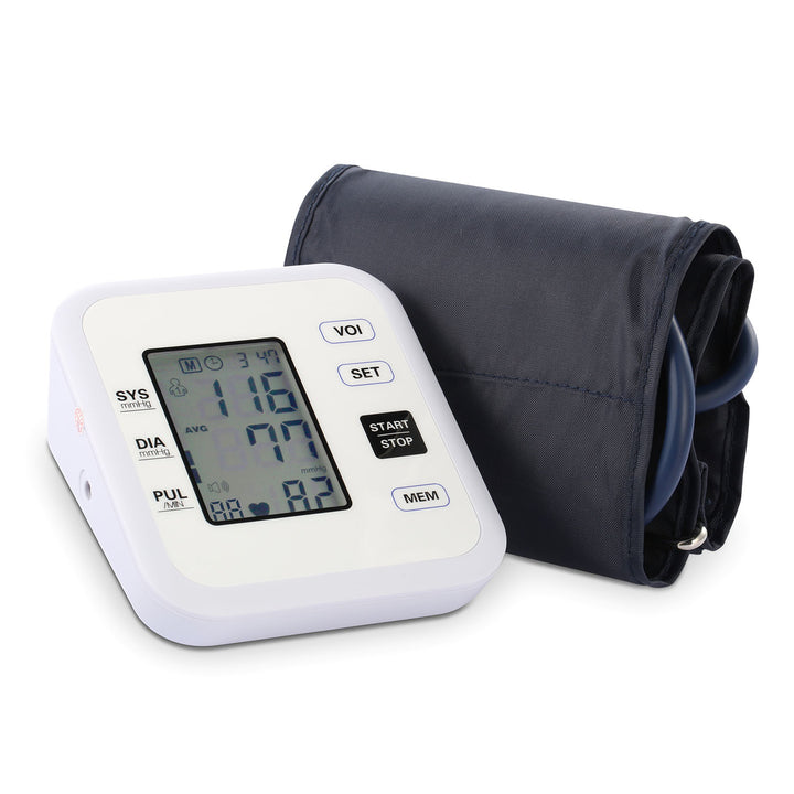 Arm Blood Pressure Monitor with Adjustable Cuff 8.7in-12.6in Heartbeat Detector Voice Broadcast 2Users 99 Memories LCD Image 1