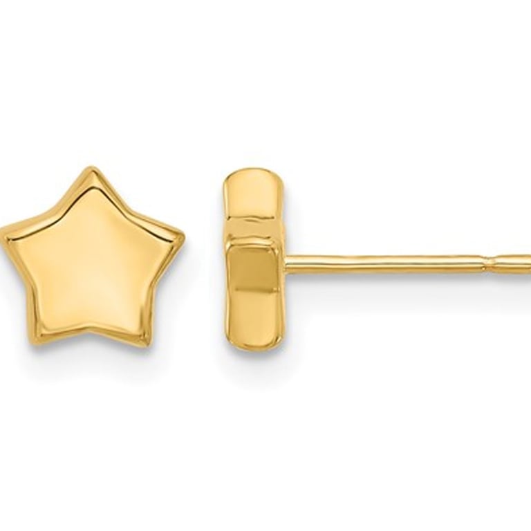 14K Yellow Gold Polished Star Post Earrings Image 1