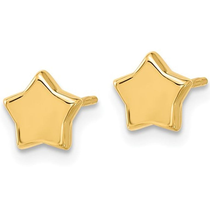 14K Yellow Gold Polished Star Post Earrings Image 3