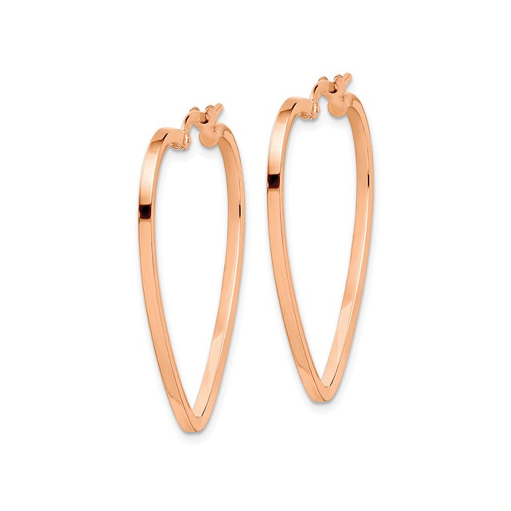 14K Rose-Pink Gold Heart Hoop Earrings Image 2