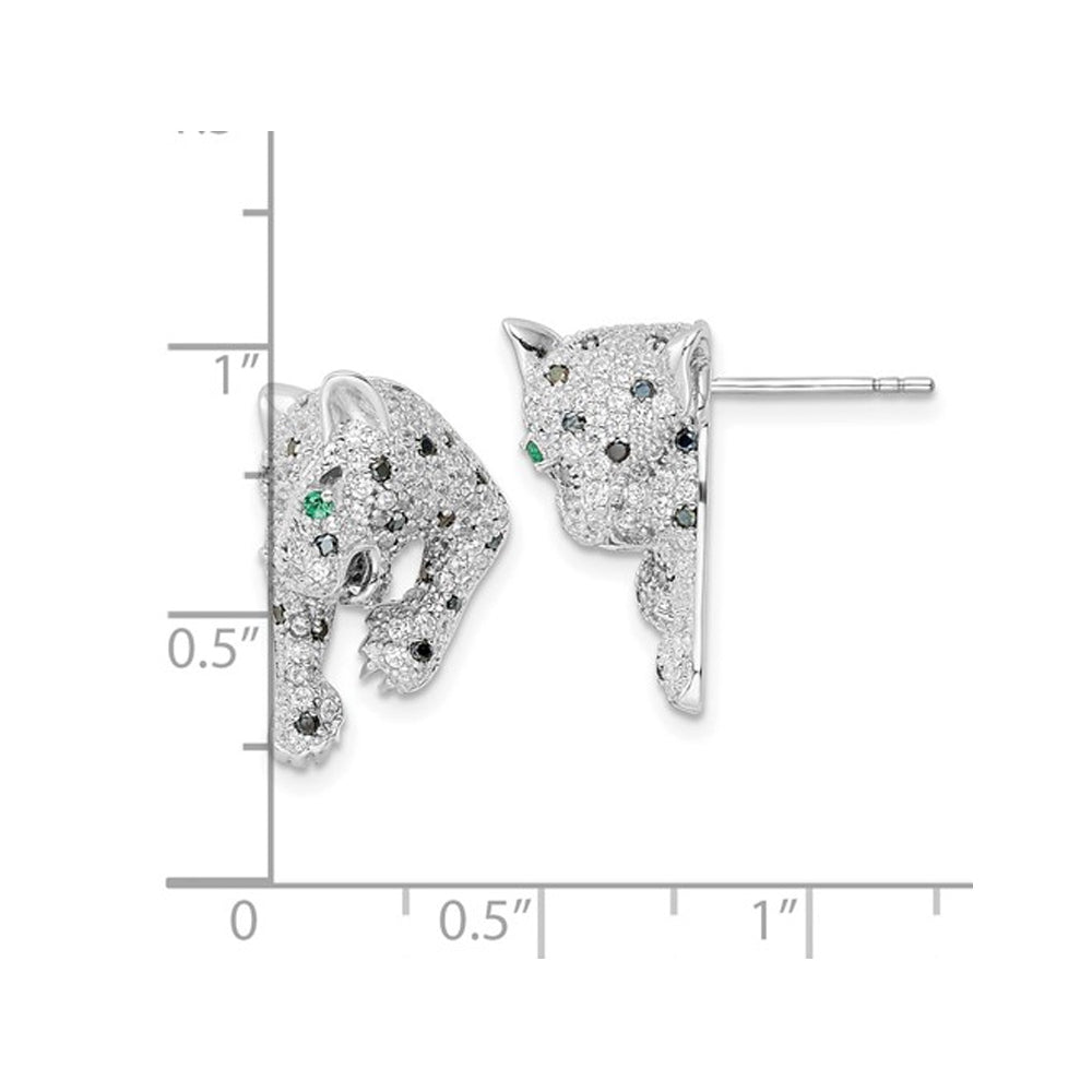 Sterling Silver Cheetah Earrings with Cubic Zirconia (CZ)s Image 2